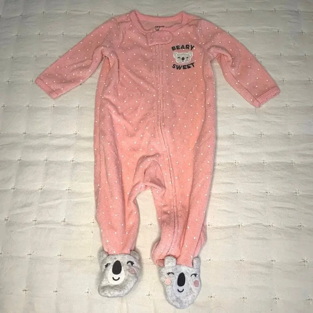Carter's Baby Girl 3M Sleeper Bundle - 2 pieces + Plushie | Pink